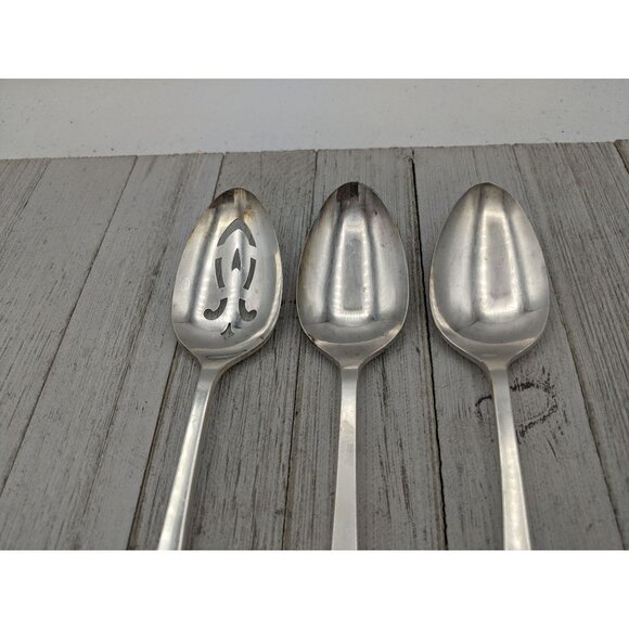 Vintage 1881 Rogers Proposal Silverplate Flatware Set of 3 Serving Spoons Pierce - Picture 4 of 8